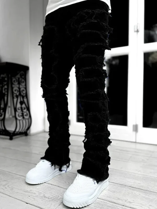 Black Stacked Jeans For Men