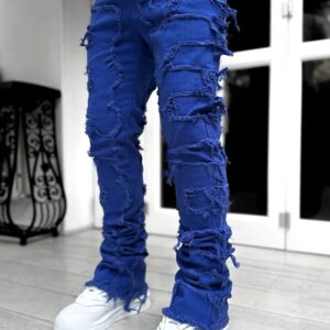 Navy Blue Stacked Jeans for Men