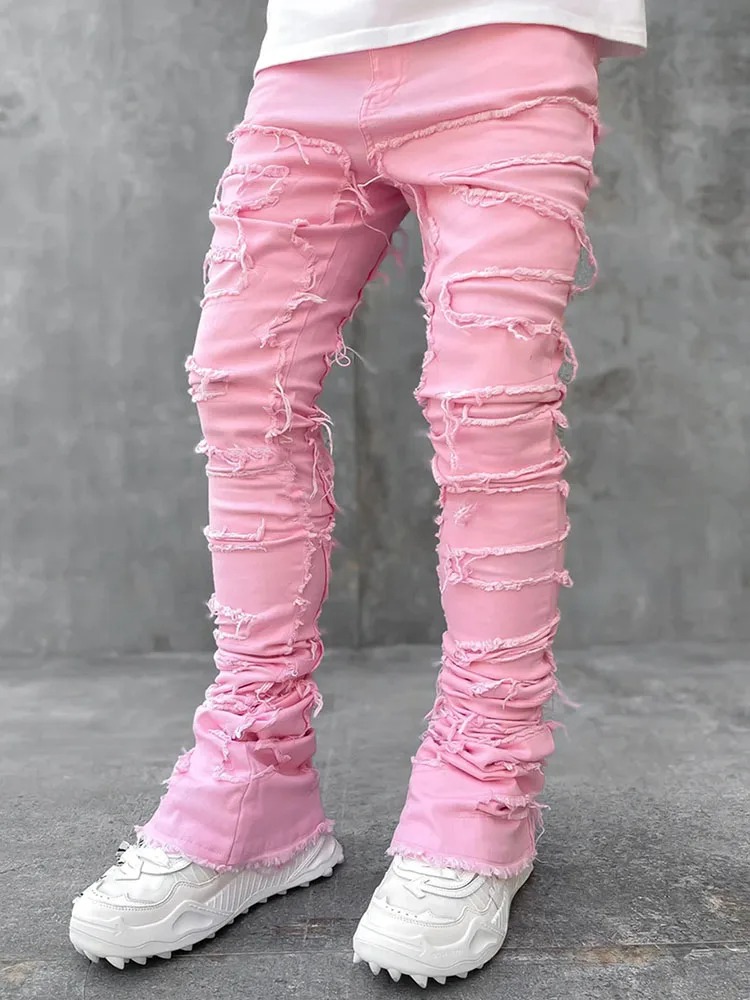 Pink Stacked Jeans For Men Stacked Jeans