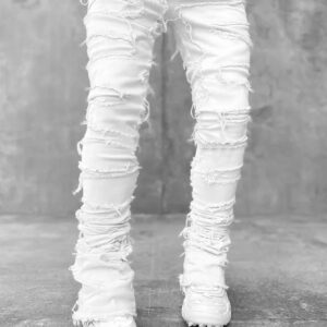 White Stacked Jeans