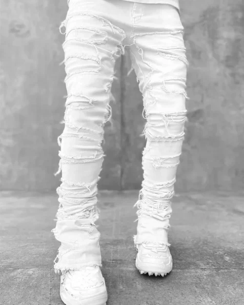 White Stacked Jeans