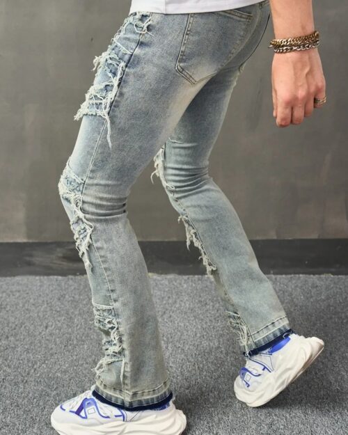Back pose stacked jeans man