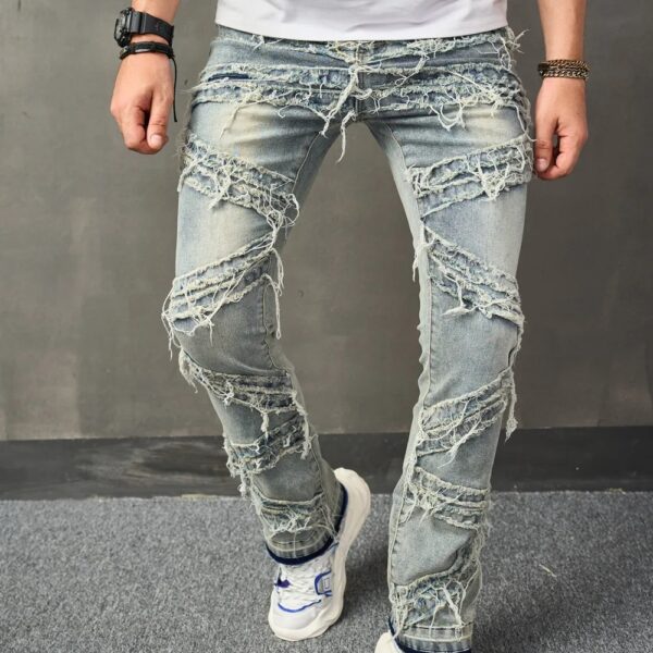 Front of casual stacked jeans