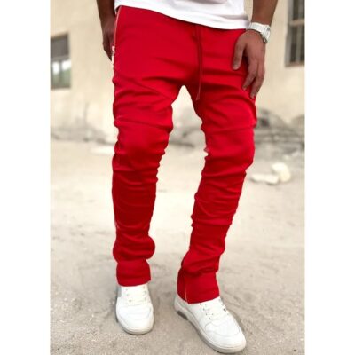 Korean Sports Men Stacked Pants - Image 3