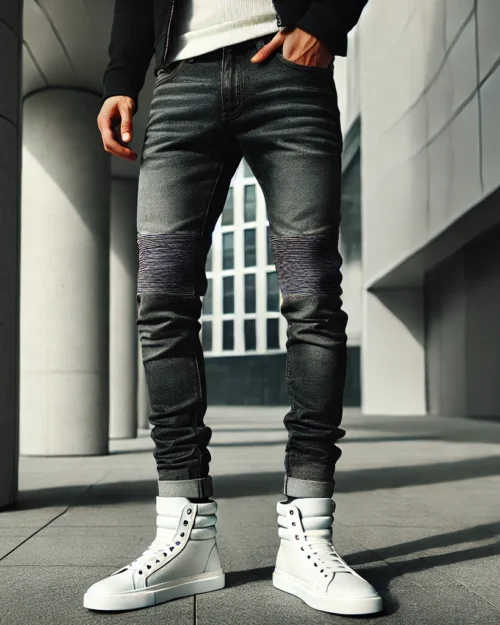 Pair Stacked Jeans with Sneakers Pair Stacked Jeans with Sneakers