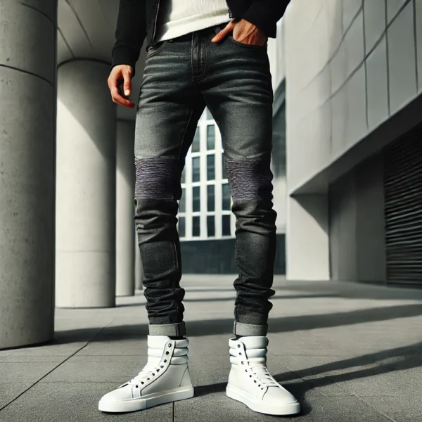 Pair Stacked Jeans with Sneakers