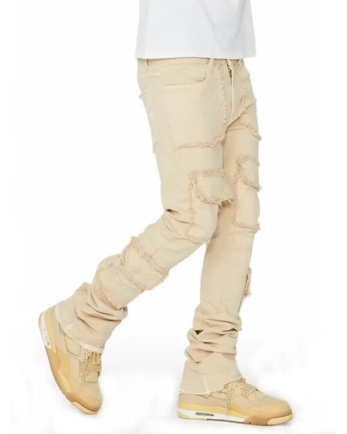 men’s khaki stacked jeans men's khaki stacked jeans