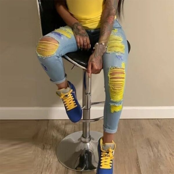 tight ripped leggings yellow