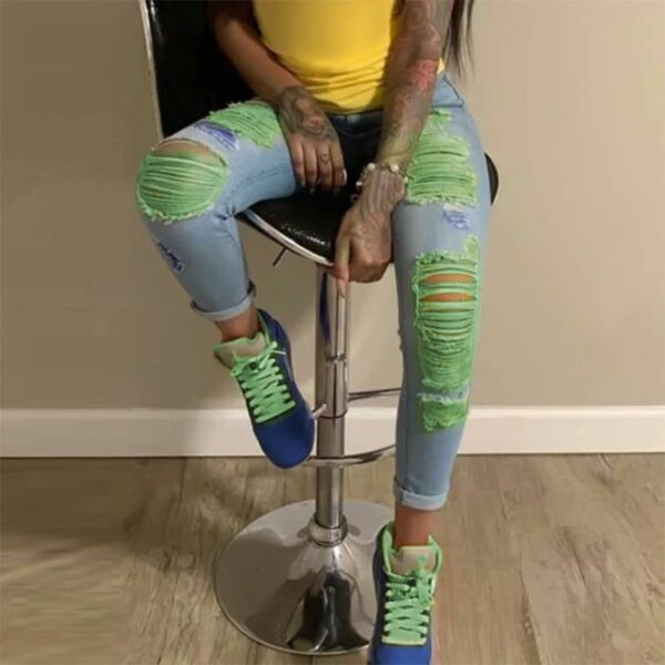 green ripped sexy pants