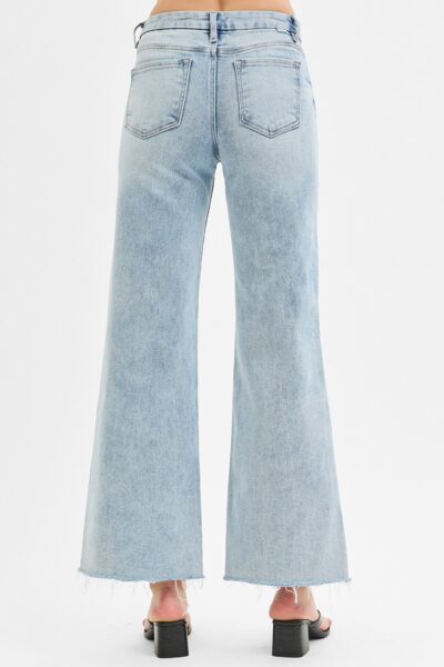 low rise wide-leg jeans back view