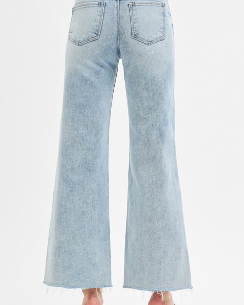 low rise wide-leg jeans back view