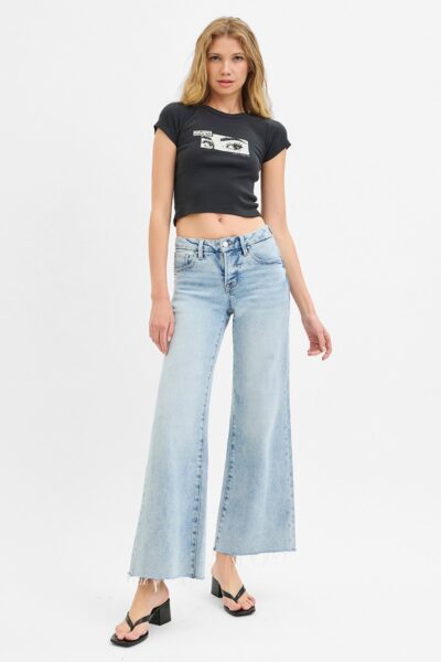 low-waisted wide-leg jeans with tummy control