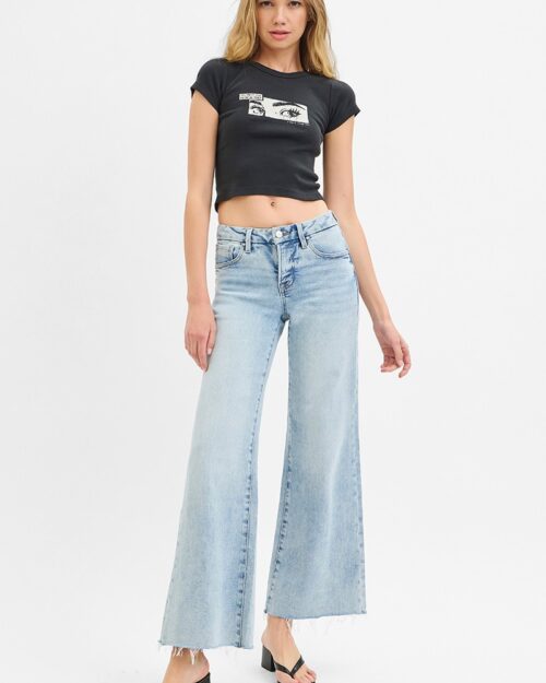 low-waisted wide-leg jeans with tummy control